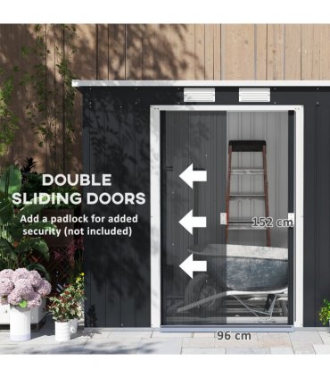 Outsunny 7 x 4ft Metal Garden Storage Shed w/ Double Door Dark Grey