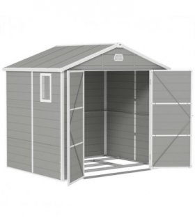 Outsunny 8 x 6ft Garden Shed Storage w/ Foundation Kit, Vents, Light Grey