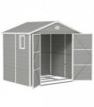 Outsunny 8 x 6ft Garden Shed Storage w/ Foundation Kit, Vents, Light Grey