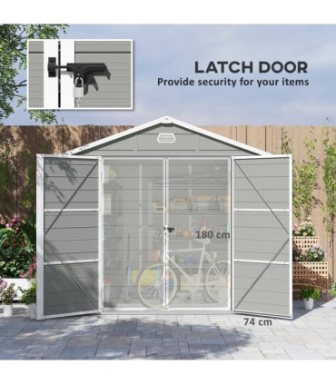 Outsunny 8 x 6ft Garden Shed Storage w/ Foundation Kit, Vents, Light Grey