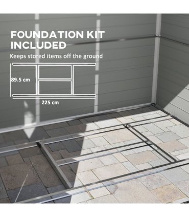 Outsunny 8 x 6ft Garden Shed Storage w/ Foundation Kit, Vents, Light Grey
