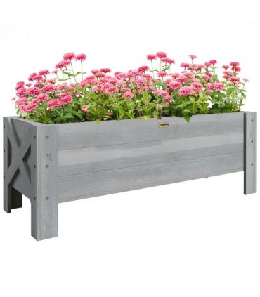 Outsunny Wooden Garden Raised Bed Planter Grow Containers Pot, 100x36.5x36cm