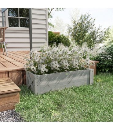 Outsunny Wooden Garden Raised Bed Planter Grow Containers Pot, 100x36.5x36cm