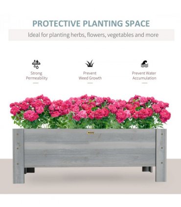 Outsunny Wooden Garden Raised Bed Planter Grow Containers Pot, 100x36.5x36cm