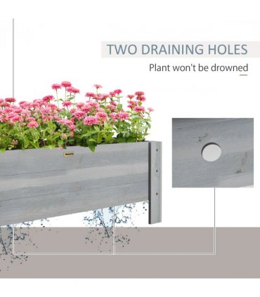 Outsunny Wooden Garden Raised Bed Planter Grow Containers Pot, 100x36.5x36cm