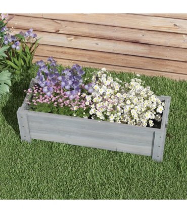 Outsunny Wooden Garden Raised Bed Planter Grow Containers Pot, 100x36.5x36cm