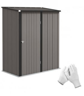 Outsunny Outdoor Storage Shed w/ Lockable Door for Garden, Light Grey