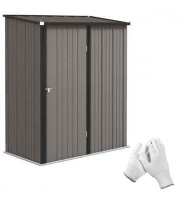Outsunny Outdoor Storage Shed w/ Lockable Door for Garden, Light Grey