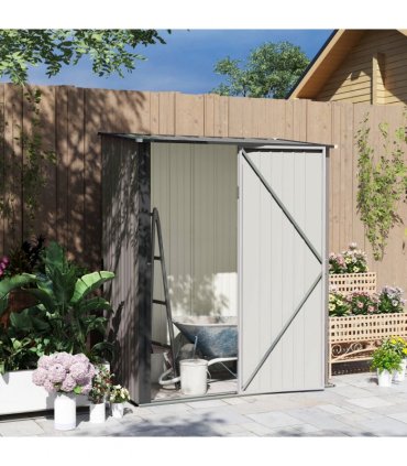 Outsunny Outdoor Storage Shed w/ Lockable Door for Garden, Light Grey