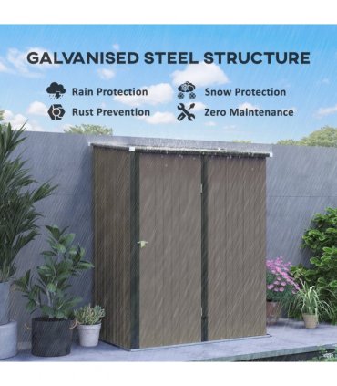 Outsunny Outdoor Storage Shed w/ Lockable Door for Garden, Light Grey