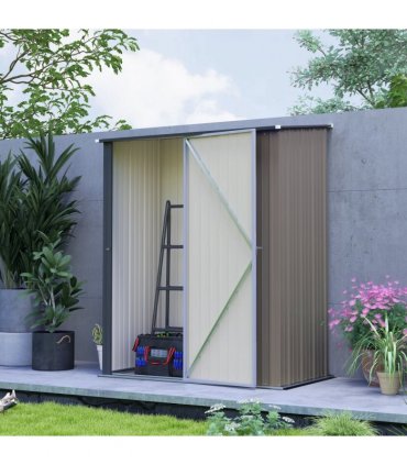 Outsunny Outdoor Storage Shed w/ Lockable Door for Garden, Light Grey