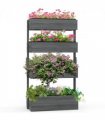 Outsunny Raised Garden Bed Wooden Plant Stand Grey