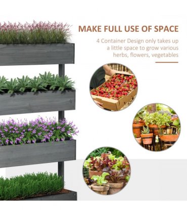 Outsunny Raised Garden Bed Wooden Plant Stand Grey