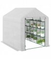 Outsunny Walk-in Garden Greenhouse Shelves Polytunnel Steeple Grow House