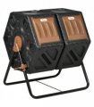 Outsunny 130L Compost Bin Dual Chamber Rotating Composter w/ Ventilation Holes