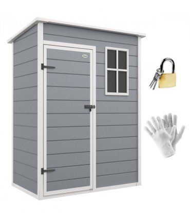 Outsunny 5' x 3' Garden Shed w/ Floor, Lockable Door, Window and Vent, Grey
