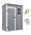 Outsunny 5' x 3' Garden Shed w/ Floor, Lockable Door, Window and Vent, Grey