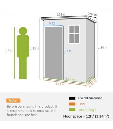 Outsunny 5' x 3' Garden Shed w/ Floor, Lockable Door, Window and Vent, Grey