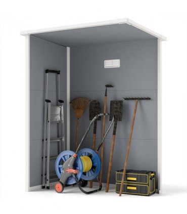Outsunny 5' x 3' Garden Shed w/ Floor, Lockable Door, Window and Vent, Grey