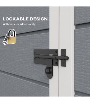 Outsunny 5' x 3' Garden Shed w/ Floor, Lockable Door, Window and Vent, Grey
