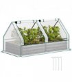 Outsunny Raised Garden Bed Planter Box with Greenhouse, White and Dark Grey