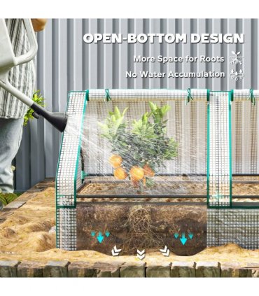 Outsunny Raised Garden Bed Planter Box with Greenhouse, White and Dark Grey