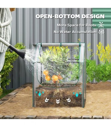 Outsunny Raised Garden Bed Planter Box with Greenhouse, Clear and Green