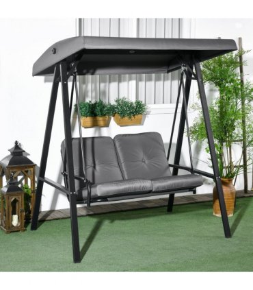Outsunny 2 Seater Garden Outdoor Swing Chair Hammock w/ Adjustable Canopy
