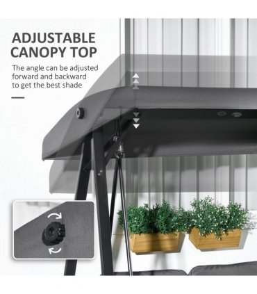 Outsunny 2 Seater Garden Outdoor Swing Chair Hammock w/ Adjustable Canopy