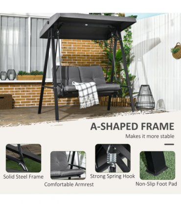 Outsunny 2 Seater Garden Outdoor Swing Chair Hammock w/ Adjustable Canopy