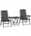 Outsunny 3 Pieces Folding Garden Bistro Set with Cup Holders, Black