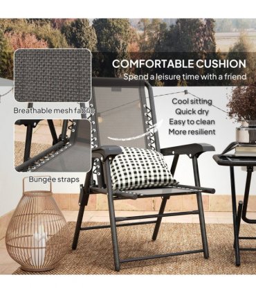 Outsunny 3 Pieces Folding Garden Bistro Set with Cup Holders, Black