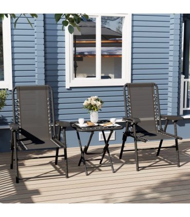 Outsunny 3 Pieces Folding Garden Bistro Set with Cup Holders, Black