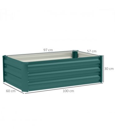 Outsunny Set of 2 Galvanised Raised Garden Bed, Green