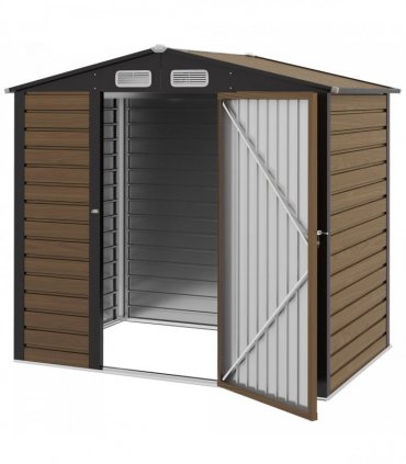 Outsunny 6.2 x 4.3ft Garden Metal Shed with Vent for Garden, Patio, Oak
