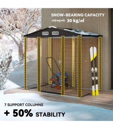 Outsunny 6.2 x 4.3ft Garden Metal Shed with Vent for Garden, Patio, Oak