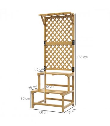 Outsunny Wooden Plant Stand with Trellis for Climbing Plants, Yellow