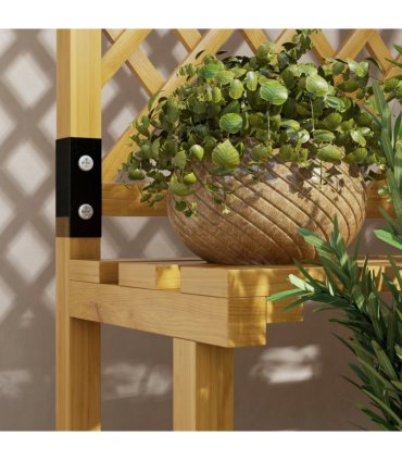Outsunny Wooden Plant Stand with Trellis for Climbing Plants, Yellow