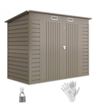 Outsunny 8 x 4FT Metal Garden Storage Shed with Double Doors, Light Grey