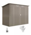 Outsunny 8 x 4FT Metal Garden Storage Shed with Double Doors, Light Grey
