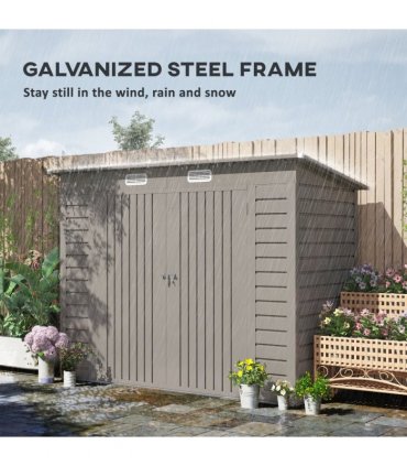 Outsunny 8 x 4FT Metal Garden Storage Shed with Double Doors, Light Grey