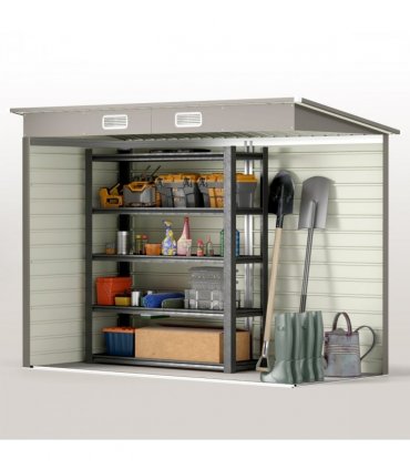 Outsunny 8 x 4FT Metal Garden Storage Shed with Double Doors, Light Grey