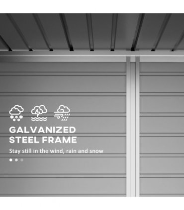 Outsunny 6.3 x 4.3FT Galvanised  Metal Garden Shed with Lockable Door, Grey