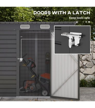 Outsunny 6.3 x 4.3FT Galvanised  Metal Garden Shed with Lockable Door, Grey