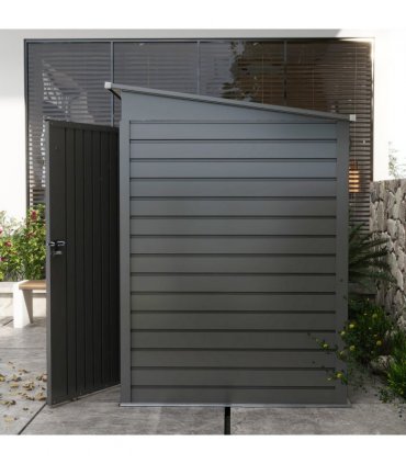 Outsunny 6.3 x 4.3FT Galvanised  Metal Garden Shed with Lockable Door, Grey