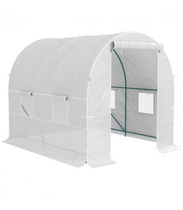 Outsunny Polytunnel Greenhouse Outdoor Grow House Roll Up Door Windows 2x2.5m