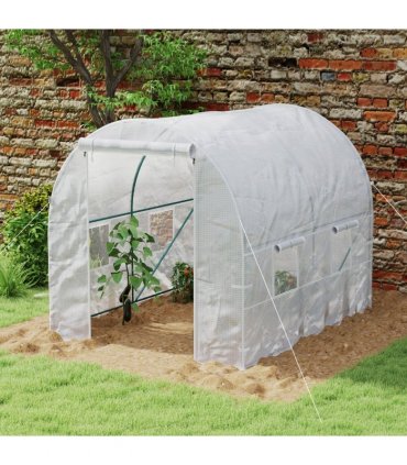 Outsunny Polytunnel Greenhouse Outdoor Grow House Roll Up Door Windows 2x2.5m