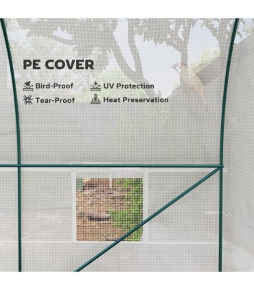 Outsunny Polytunnel Greenhouse Outdoor Grow House Roll Up Door Windows 2x2.5m