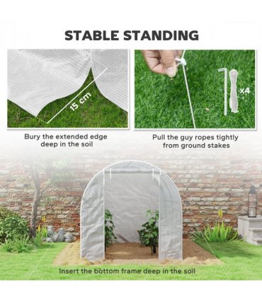 Outsunny Polytunnel Greenhouse Outdoor Grow House Roll Up Door Windows 2x2.5m