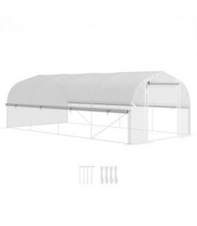 Outsunny Polytunnel Greenhouse W/ Roll-up Sidewalls, Mesh Door, 6 x 3 x 2m